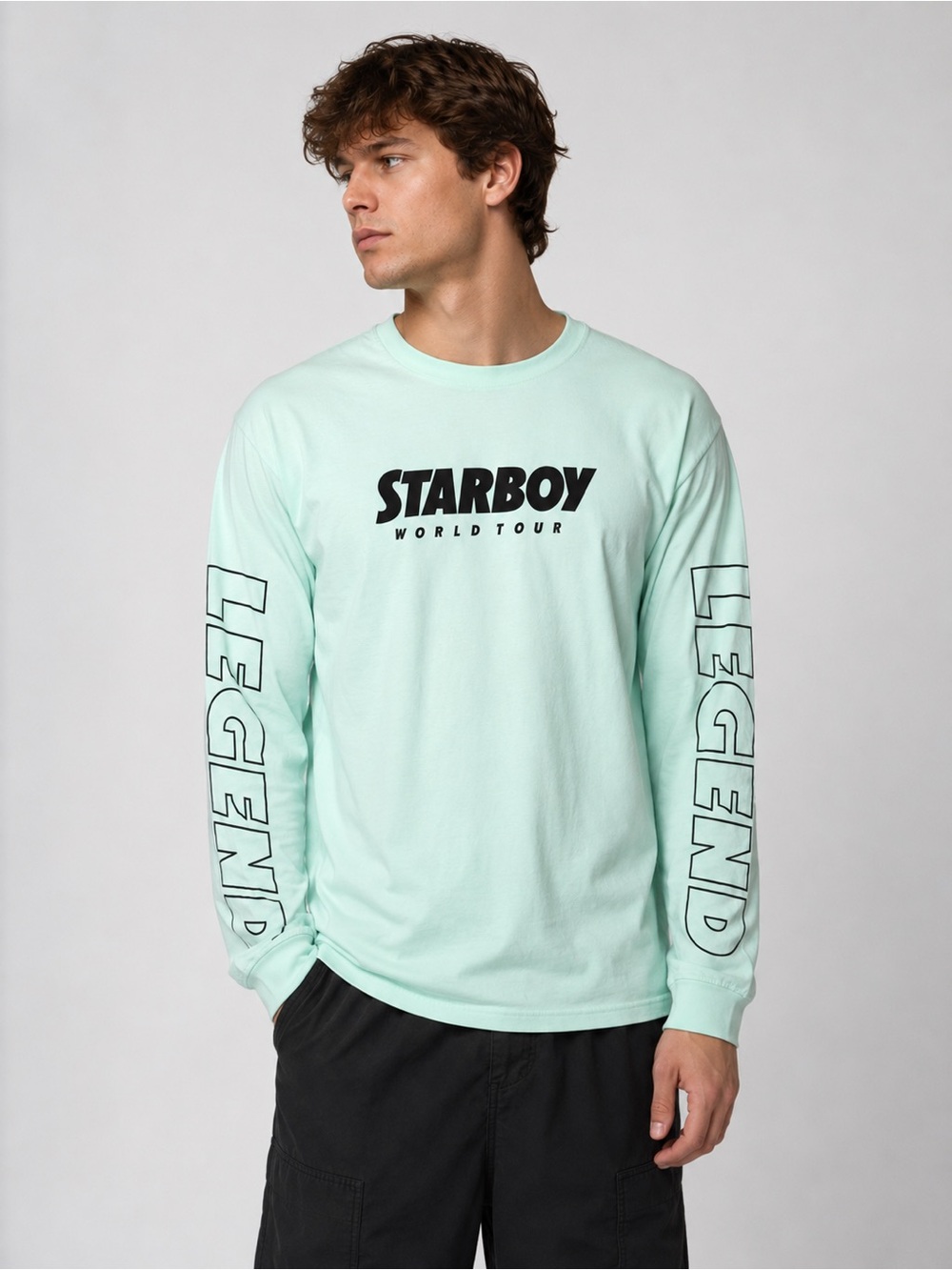 The Weeknd Starboy World Tour XO Mint Green Long Sleeve Tour Band Tee Unisex L
